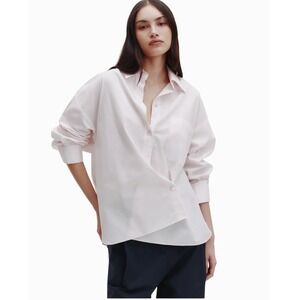 TWP The Earl Asymmetric Button Up Shirt Pale Pink Oversized Poplin M L